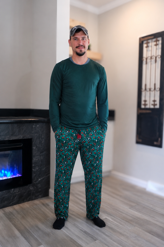 Adult Men's Deep Green Long Sleeve Shirt (match for Glory to God)