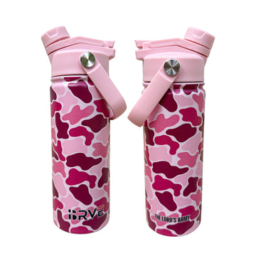 Lord's Army Pink Camo Insulated Stainless Steel Straw Water Bottle