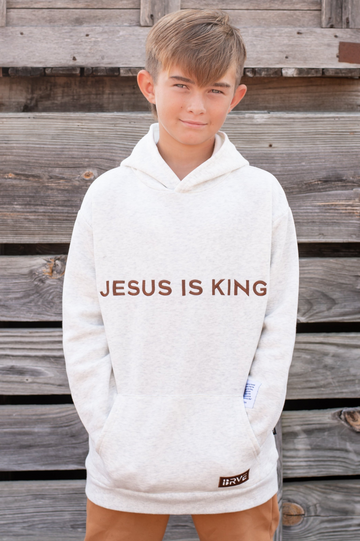 Jesus is King Heather Gray Kid's Hoodie