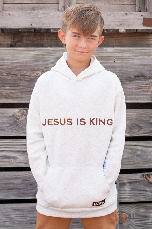 Jesus is King Heather Gray Kid's Hoodie