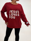 Jesus Loves You Red Adult Pullover Sweatshirt