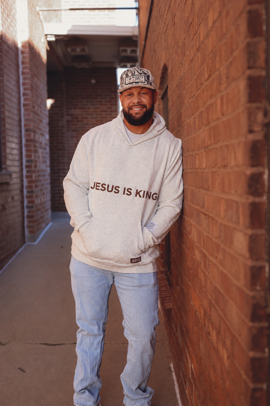 Jesus is King Heather Gray Adult Hoodie Sweatshirt