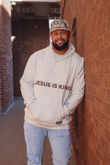 Jesus is King Heather Gray Adult Hoodie Sweatshirt