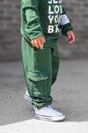 Green Jesus Loves You Bro Kid's Pullover & Cargo Jogger Set
