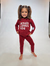 Jesus Loves You Red Kid's Pullover Sweatshirt